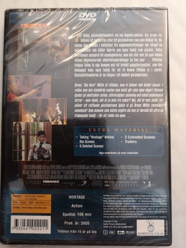 DVD Gisslan Hostage Bruce Willis Svensk text INPLASTAD