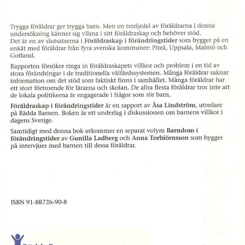 Åsa Lindström: Föräldraskap i förändringens tid.
