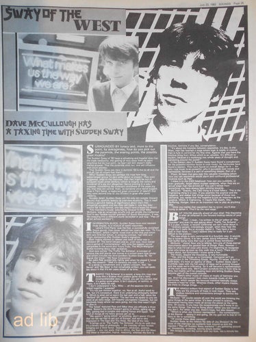 SUDDEN SWAY - SWAY OF THE WEST, TIDNINGSARTIKEL 1983
