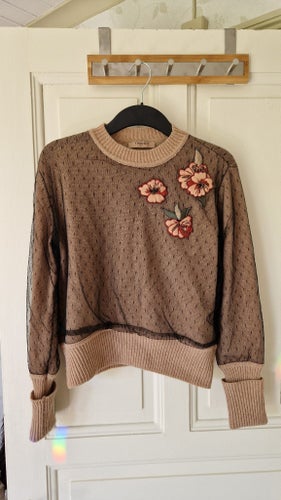 TWINSET beige, svart tröja strl 36-38