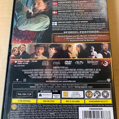 Sherlock Holmes A game of shadows, Dvd