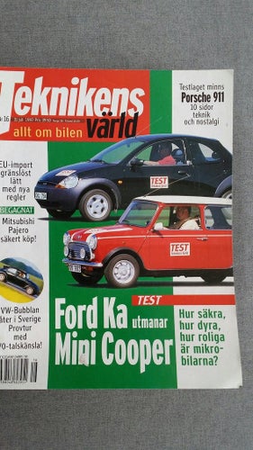 Teknikens Värld nr 16 1997: VW Typ 1, Mini Cooper, Ford Ka, Porsche 911, Pajero