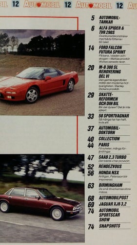 Automobil 12 1990: Saab 9000 Aero, Honda NSX, Jaguar XJ6 3,2, Alfa Spider