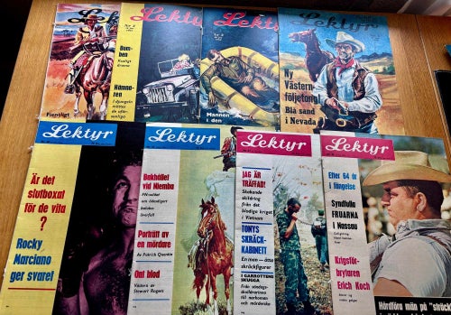 8 st äldre Lektyr-tidningar 1962–1964 – retro, reportage, västern