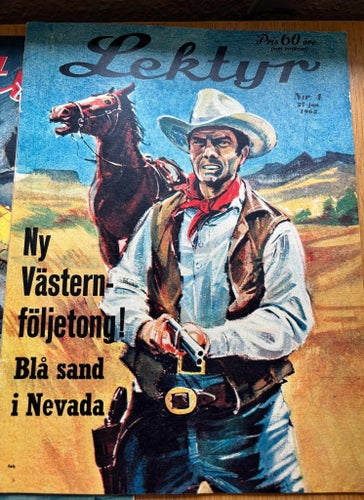 8 st äldre Lektyr-tidningar 1962–1964 – retro, reportage, västern