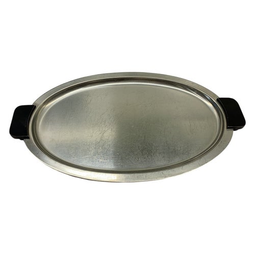 Serveringsfat Rostfritt Stål Svarta Handtag Bricka Made In Sweden H-E INDUSTRIA