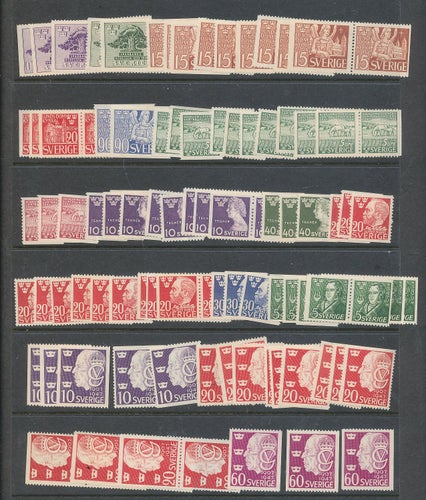 3 st. Visirblad fyllda med Postfriska Dubletter mellan Nr.333 A-391 BB. Kv.4100.