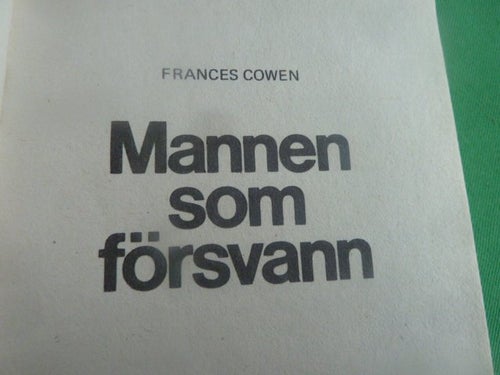 MANNEN SOM FÖRSVANN, F.COWEN, 1979, BOK, BÖCKER