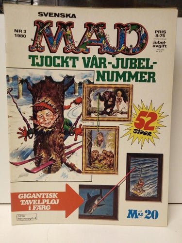 Svenska Mad 1980 nr 3 med gigantisk tavelploj i färg. jubelnummer. Very Fine