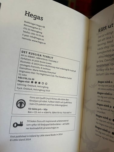 Det kusliga tivolit av Annie Graves, bok, SM, Very Good plus