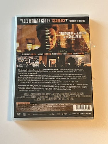 King of New York (Christopher Walken & Wesley Snipes, 1990). Inplastad DVD