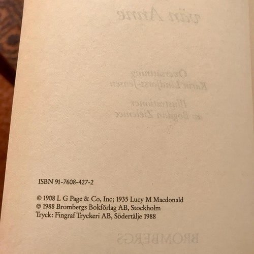 ANNE PÅ GRÖNKULLA + VÅR VÄN ANNE L.M. Montgomery 1988