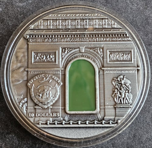 Palau 2012 Triumfbågen i Paris 50mm Neoclassicism Tiffany Art 10 Dollars
