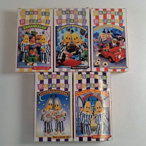 9 st Bananer I Pyjamas VHS Barnfilm Vintage Svenskt Tal TV4 Klassiker Barnvideo