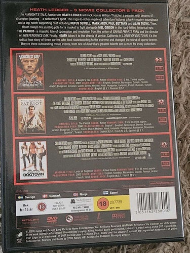 HEATH LEDGER 3 MOVIE COLLECTOR'S PACK.DVD.THE PATRIOT.A KNIGHTS TALE.LORDS OF DO