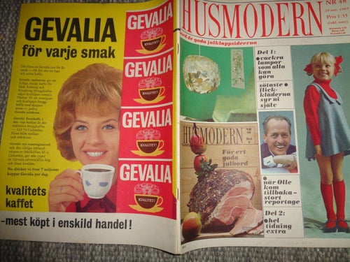 Husmodern nr48 1965 Olle Björklund, Lill-Babs Gevalia reklam,
