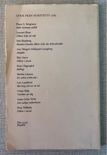 Dikter från ett tak - Lennart Blom, 1964