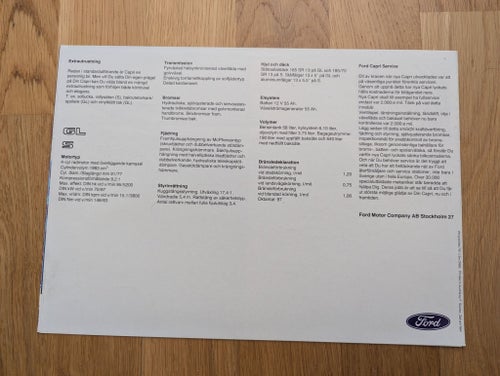 Ford Capri Broschyr katalog försäljningsbroschyr