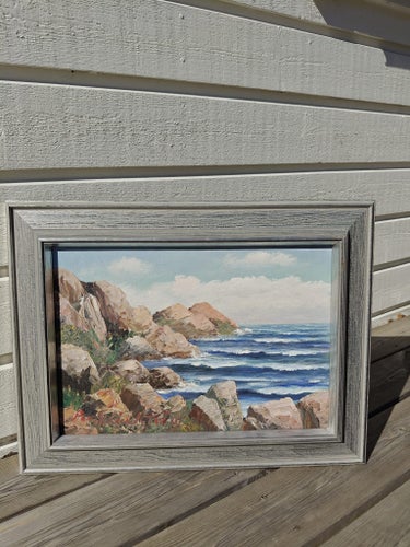 (W274) Kustmotiv olja på pannå signerad 50x40 cm