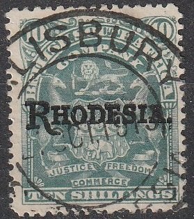RHODESIA/BSAC 1909. 10 shilling STPL. SG112.