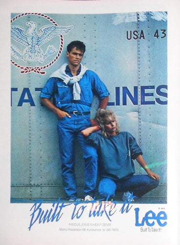 LEE JEANS BUILT TO TAKE IT MALMÖ YRKESKLÄDER AB TIDNINGSANNONS 1983