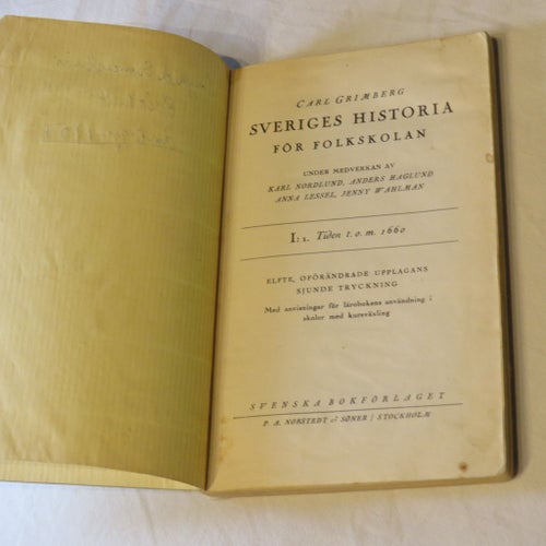 Sveriges Historia För Folkskolan av Carl Grimberg, 1926