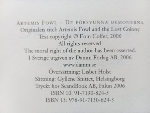 Artemis Fowl - De försvunna demonerna av Eoin Colfer (2006)
