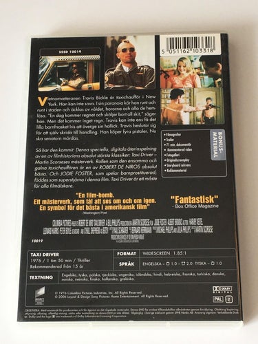 Taxi driver (1976 av Martin Scorsese). Begagnad DVD