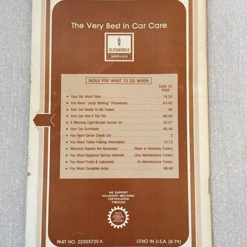 1980 Oldsmobile Owners Manual Toronado series