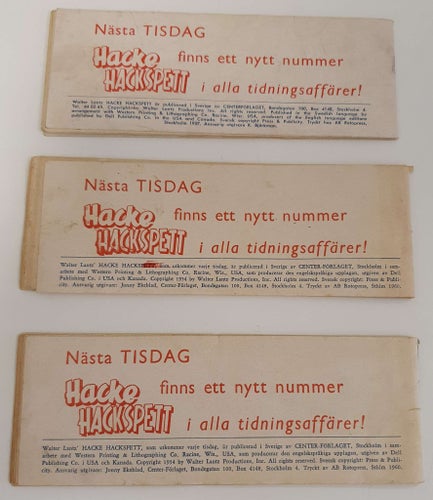 Hacke Hackspett 1957-1960 x 3 / GD/VG