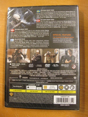 THE DARK KNIGHT RISES - CHRISTIAN BALE, M CAINE - NY, INPLASTAD DVD