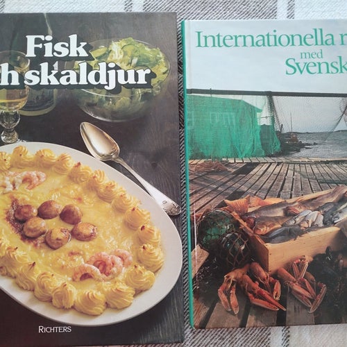 Fisk och skaldjur+Internationella rätter med Svensk Fisk 1987 Underbar Kokbok