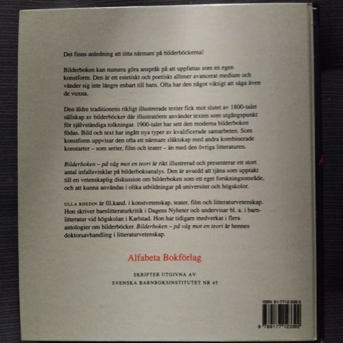 Bilderboken på väg mot en teori, av Ulla Rhedin, 1992