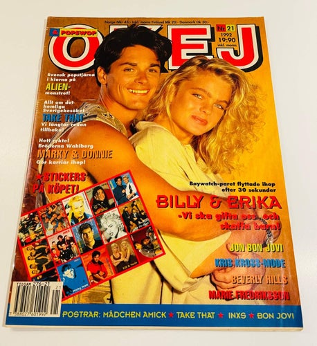 Tidningen OKEJ ! Nr 21   - 1992 . Med Stickers !