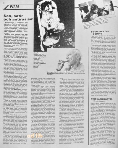 FILMFESTIVALEN I GÖTEBORG, ARTIKEL PRESSKLIPP 1984