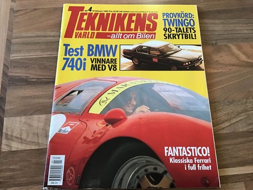 TEKNIKENS VÄRLD NR 4 1993 FERRARI,BMW 740 i,DODGE VIPER,MAZDA CITYSPORTBIL