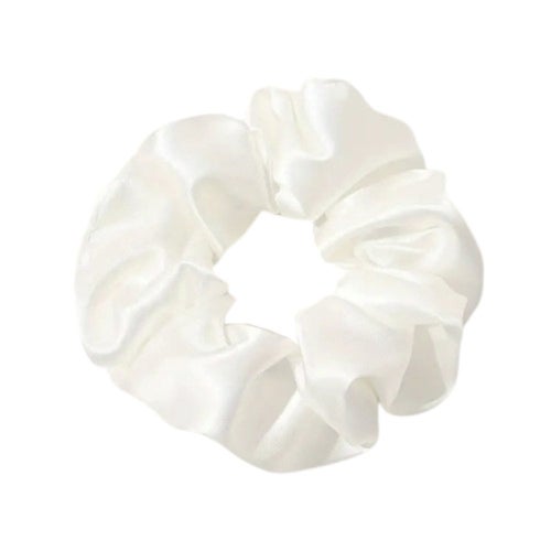 Hårsnodd - Scrunchie - Satin - 12cm - Vit