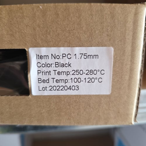 3D-skrivarfilament PC 1.75mm Svart