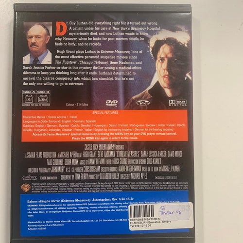 EXTREME MEASURES. DVD SNAPCASE. THRILLER -96.