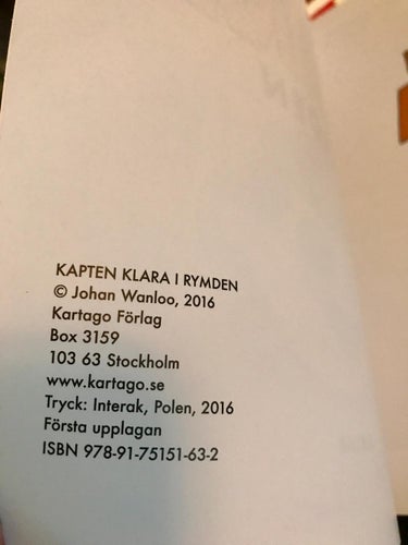 KAPTEN KLARA I RYMDEN Johan Wanloo 2016