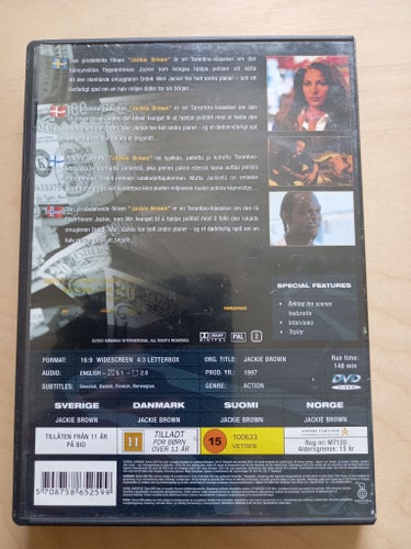 DVD-FILM "JACKIE BROWN" MED ROBERT DE NIRO OCH SAMUEL L JACKSON FRÅN 1997
