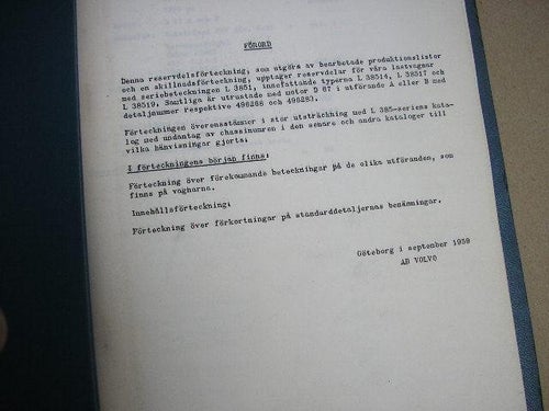 VOLVO Reservdelskatalog / Parts Catalogue Lastbil L 3851 / L3851