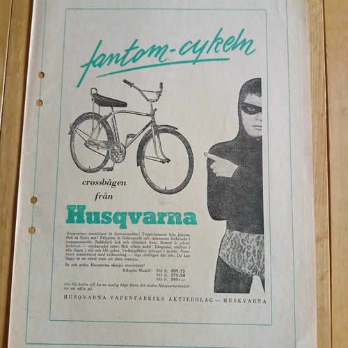 Vintage Fantomen Cykel Reklam År 1958 Husqvarna Crossbågen Fantom-cykeln 972