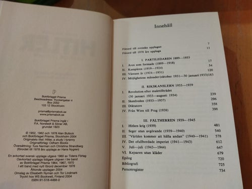 Hitler En studie i tyranni - Alan Bullock. Bok. Very Fine plus