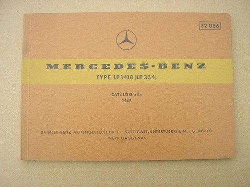 Reservdelskatalog MERCEDES - BENZ Lastbil Type LP 1418(LP354)