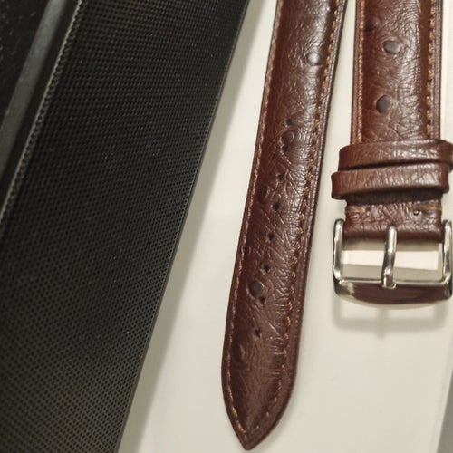 Brunt läder Klockarmband 22mm strutspräglat