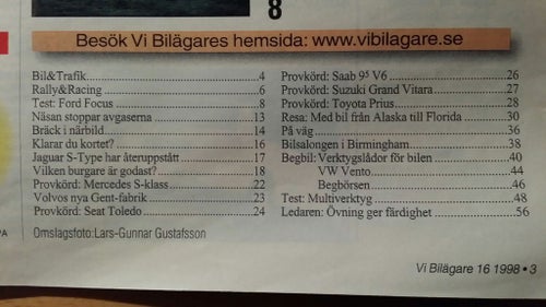 Vi Bilägare 16 1998: Toyota Prius, Saab 9-5 3,0t V6, Suzuki Grand Vitara 2,5 V6