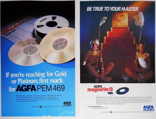 AGFA - AGFA AUDIO MASTERING TAPE, 2 st. TIDNINGSANNONSER 1985