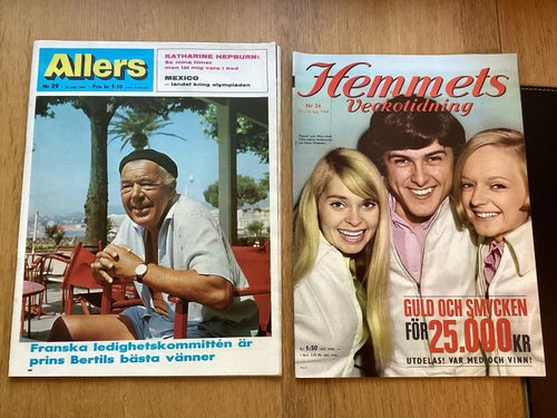 Hemmets Veckotidning nr 34/1968 o Allers nr 39/1968, i fint skick