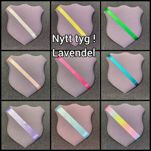 Märkestavla för simmärken/smycken Lavendel /Turkos satin